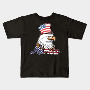 Merica Eagle USA Flag 4th Of July Fourth Patriotic Kids T-Shirt